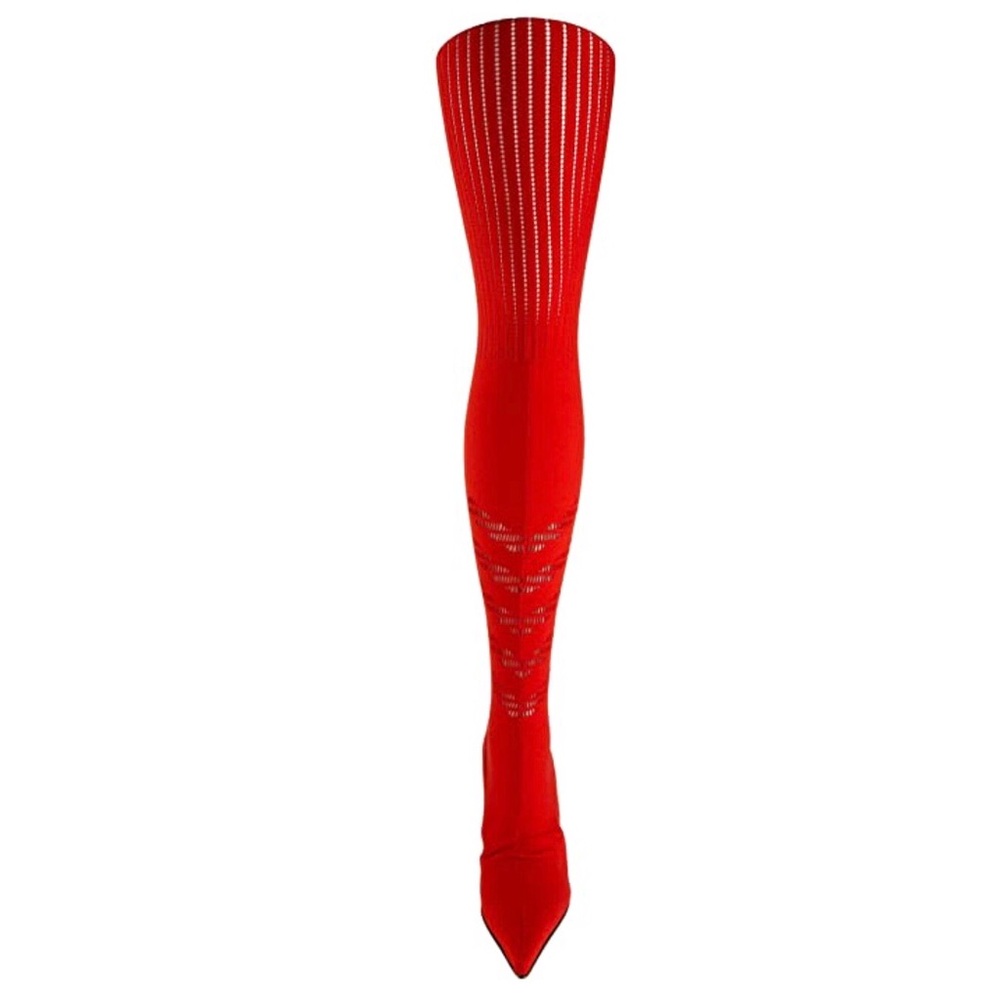 Donald J Pliner Elektra Tomato Red Crepe Elastic Over The Knee Boots RARE - Picture 2 of 10